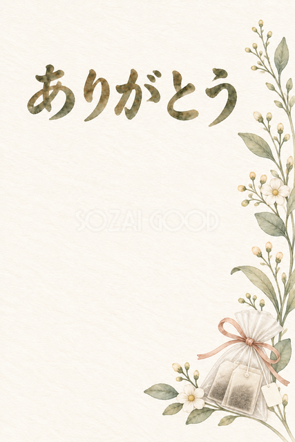 紅茶と小さな包みの「ありがとう」お礼カード