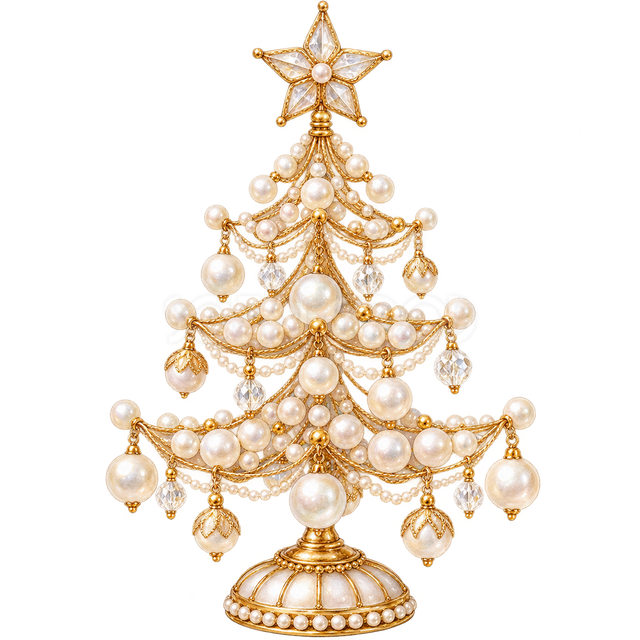 真珠と金のクリスマスツリー