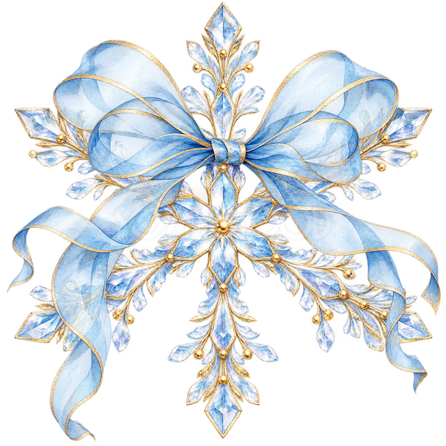 雪の結晶と透明なリボン