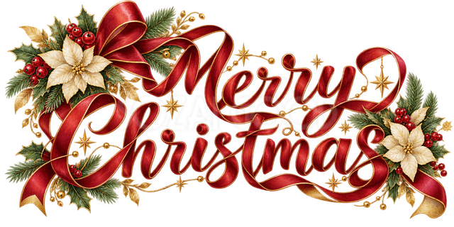 赤いリボンのクリスマス文字