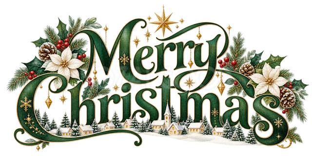 冬の街並みのクリスマス文字