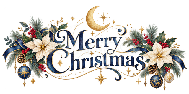 金の月のクリスマス文字