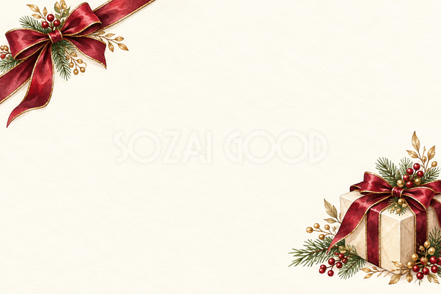 赤いリボンのクリスマス背景