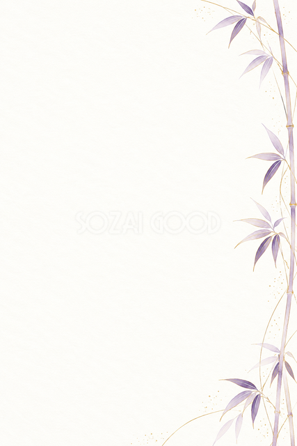 竹の葉の線画・縦長