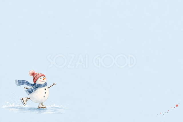 スケートの雪だるまのクリスマスカード
