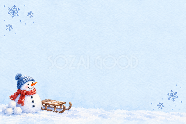 雪遊びの雪だるまのクリスマスカード