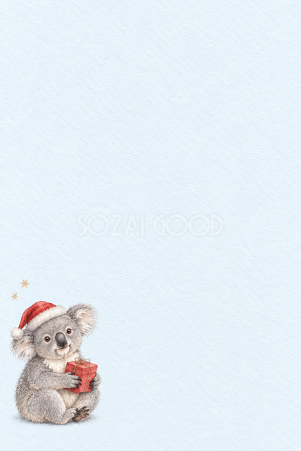 コアラと赤い包みのクリスマスカード