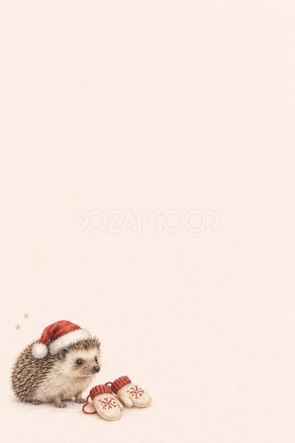 はりねずみとミトンのクリスマスカード