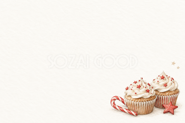 白いカップケーキのクリスマスカード
