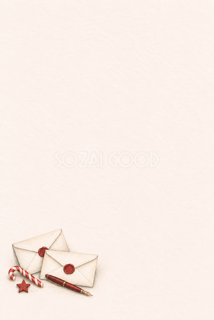 冬の手紙と赤い封のクリスマスカード