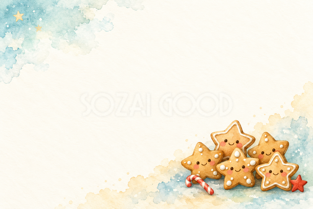 星形のビスケットの水彩クリスマスメッセージカード