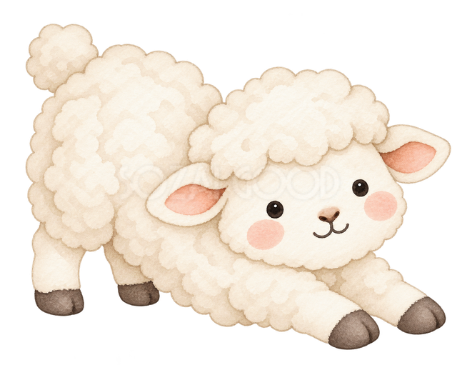 前足を伸ばす羊
