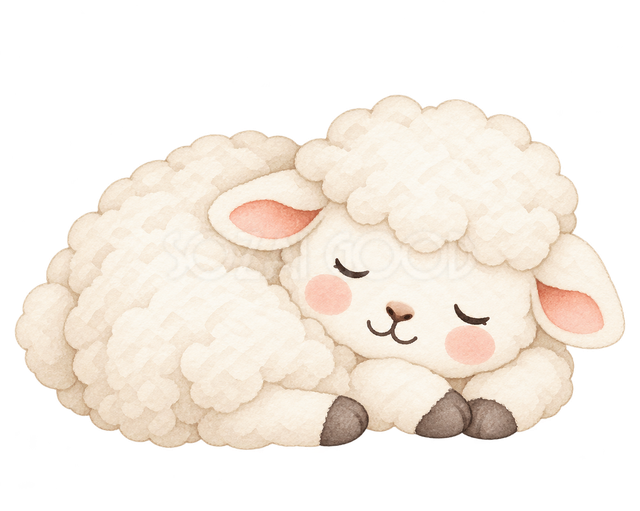 丸くなって眠る羊