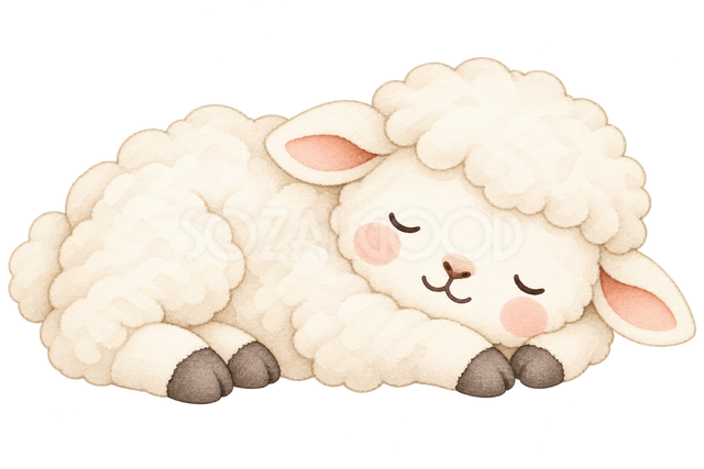 横になって眠る羊