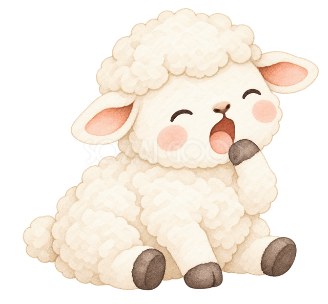 大きくあくびする羊