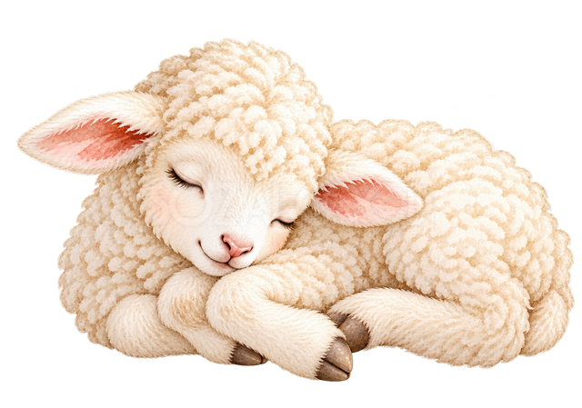 丸くなって眠る羊