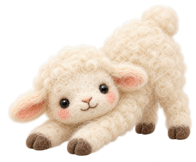 大きく伸びをする羊
