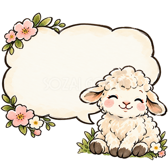 大きな吹き出しと羊