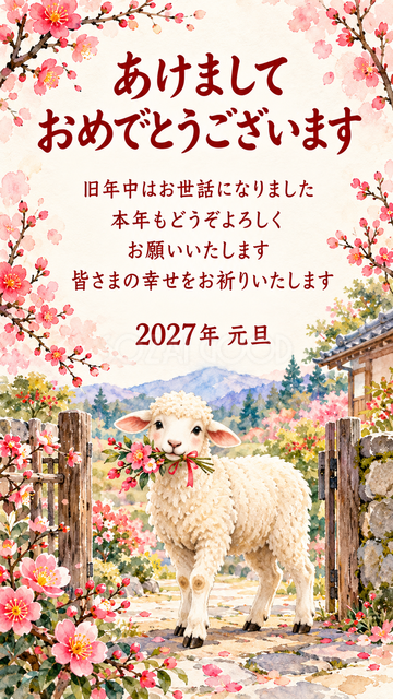 花束を届ける羊