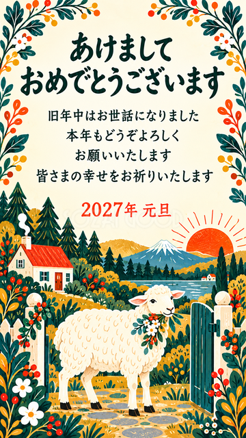 花束を届ける羊