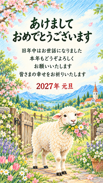 花束を届ける羊
