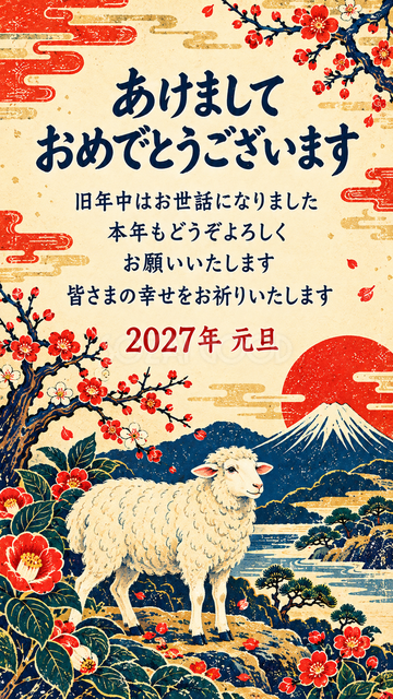 花の輪でくつろぐ羊
