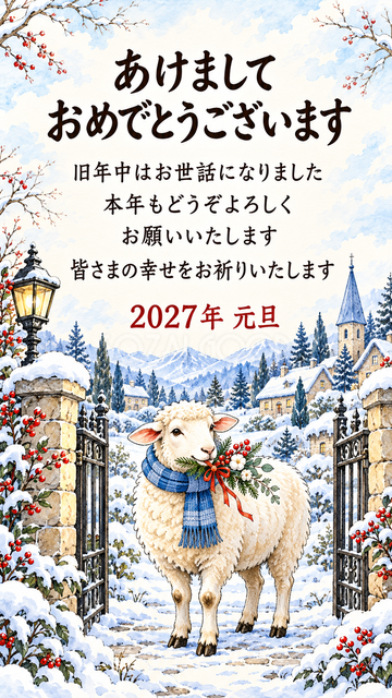 花束を届ける羊