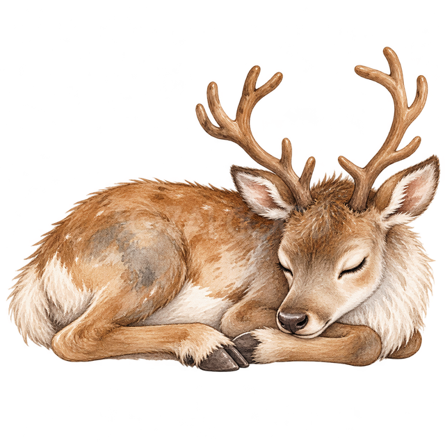丸まって眠るトナカイ