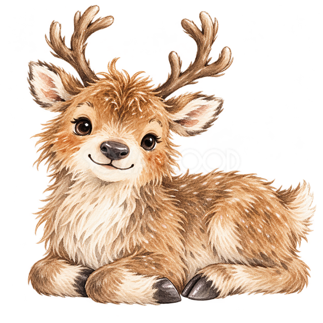 伏せてくつろぐトナカイ