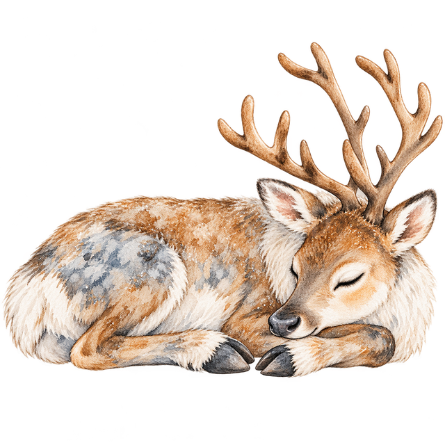 丸まって眠るトナカイ