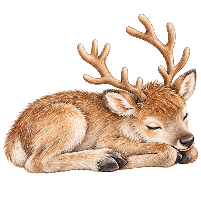 丸まって眠るトナカイ