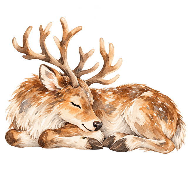 丸まって眠るトナカイ