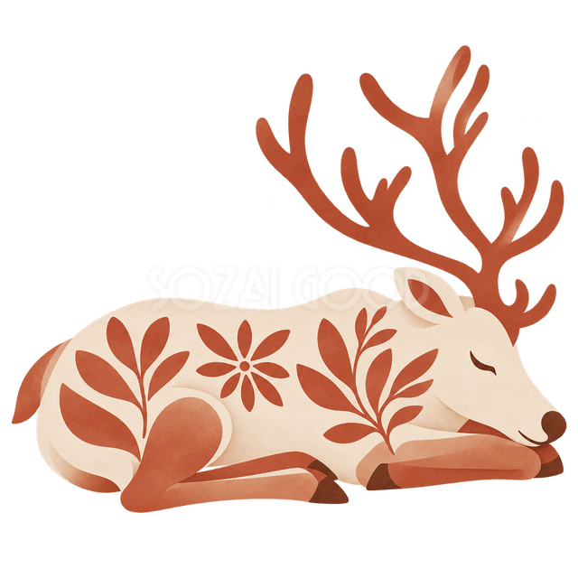 丸まって眠るトナカイ