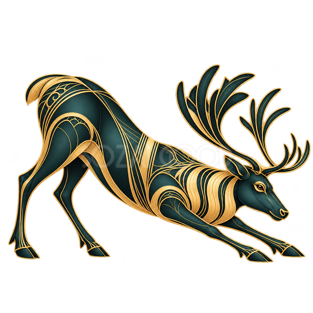 前脚を伸ばすトナカイ