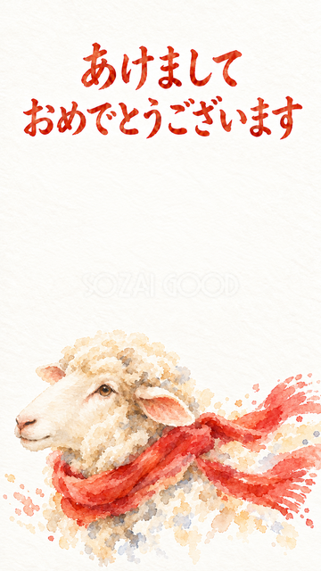 赤いマフラーの羊の顔