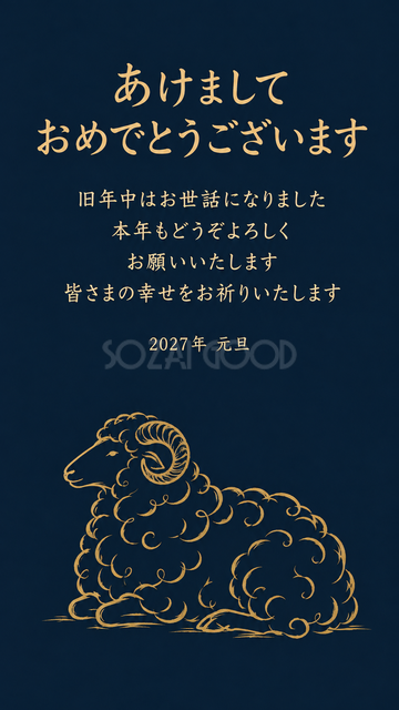 濃紺と座る羊