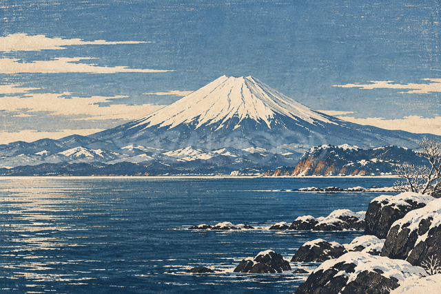 冬の海と富士山