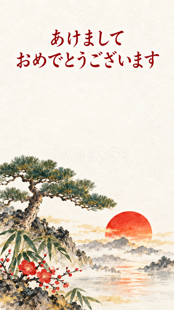 一本松と赤い日の出