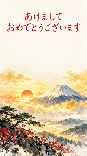 金の雲に包まれた富士