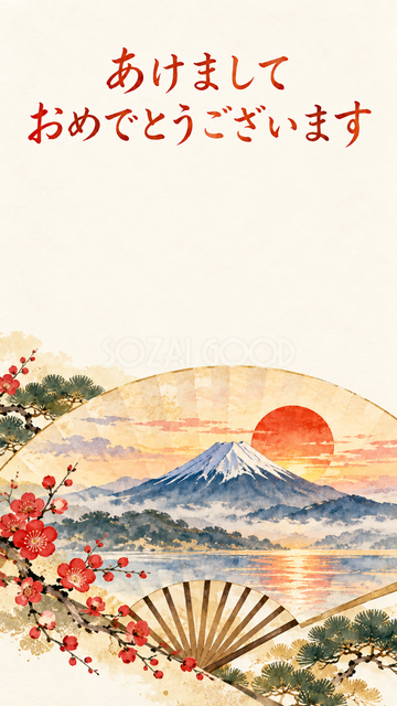 扇の中に描く富士山