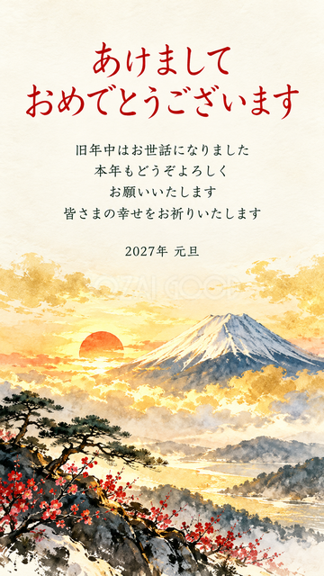 金の雲に包まれた富士