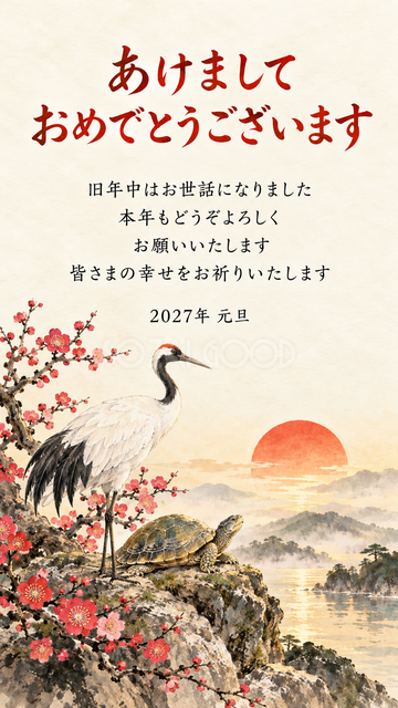 岩でくつろぐ亀と梅