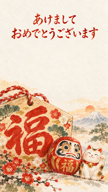 大きな福の絵馬とだるま