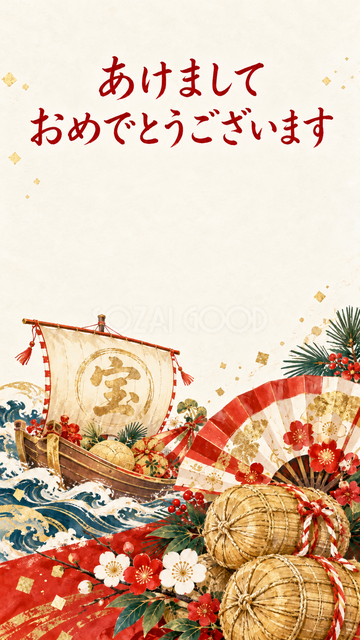米俵と紅白の扇