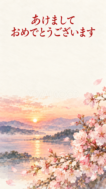 桜の枝と淡い朝焼け