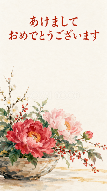 牡丹をいけた和の花器