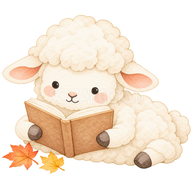 読書の秋を楽しむ羊