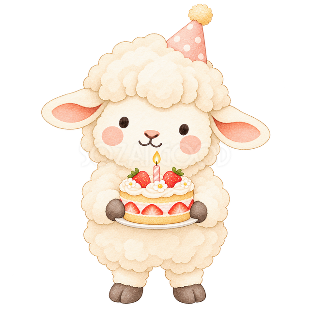 誕生日をお祝いする羊