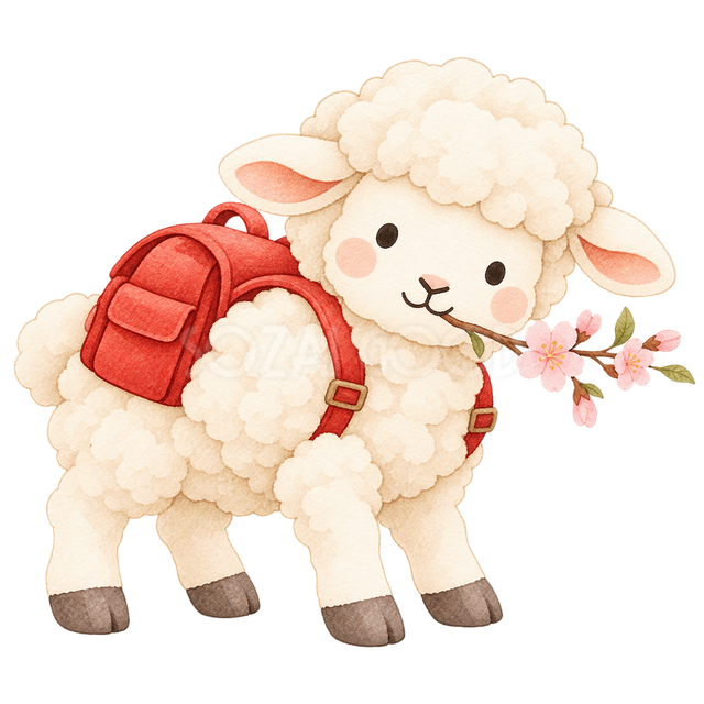 入学をお祝いする羊