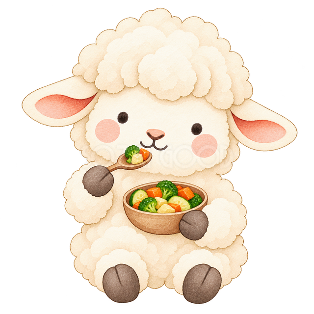 野菜を食べる羊
